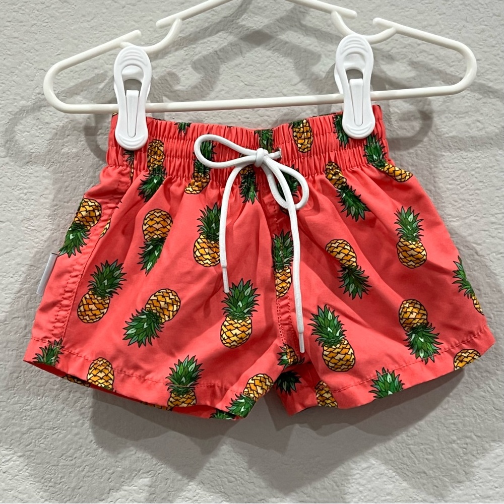 BinkyBro - 6-12m Coral Pineapple Print Baby Boys Swim Shorts